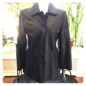 Black leather, silk-lined jacket